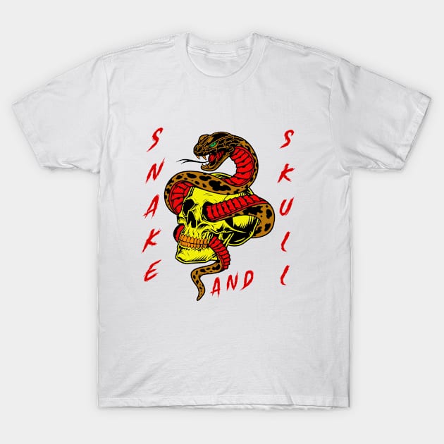 Skull and Snake T-Shirt by D_Machine